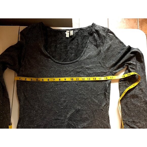 MADISON-WOMENS GREY FESTIVE SPARKLE CREW NECK LONG SLEEVE TOP SIZE LARGE - Picture 6 of 7